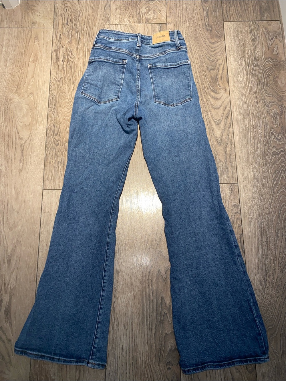 Women's Blue High Rise Flare Jeans - Picture 3 of 4